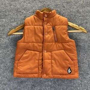 Volcom Puffer Vest Baby Size 12 Months Orange Unisex Snap Buttons